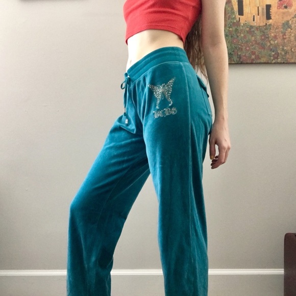 BCBG Blue Velvet Y2K Track Pants - Picture 2 of 4